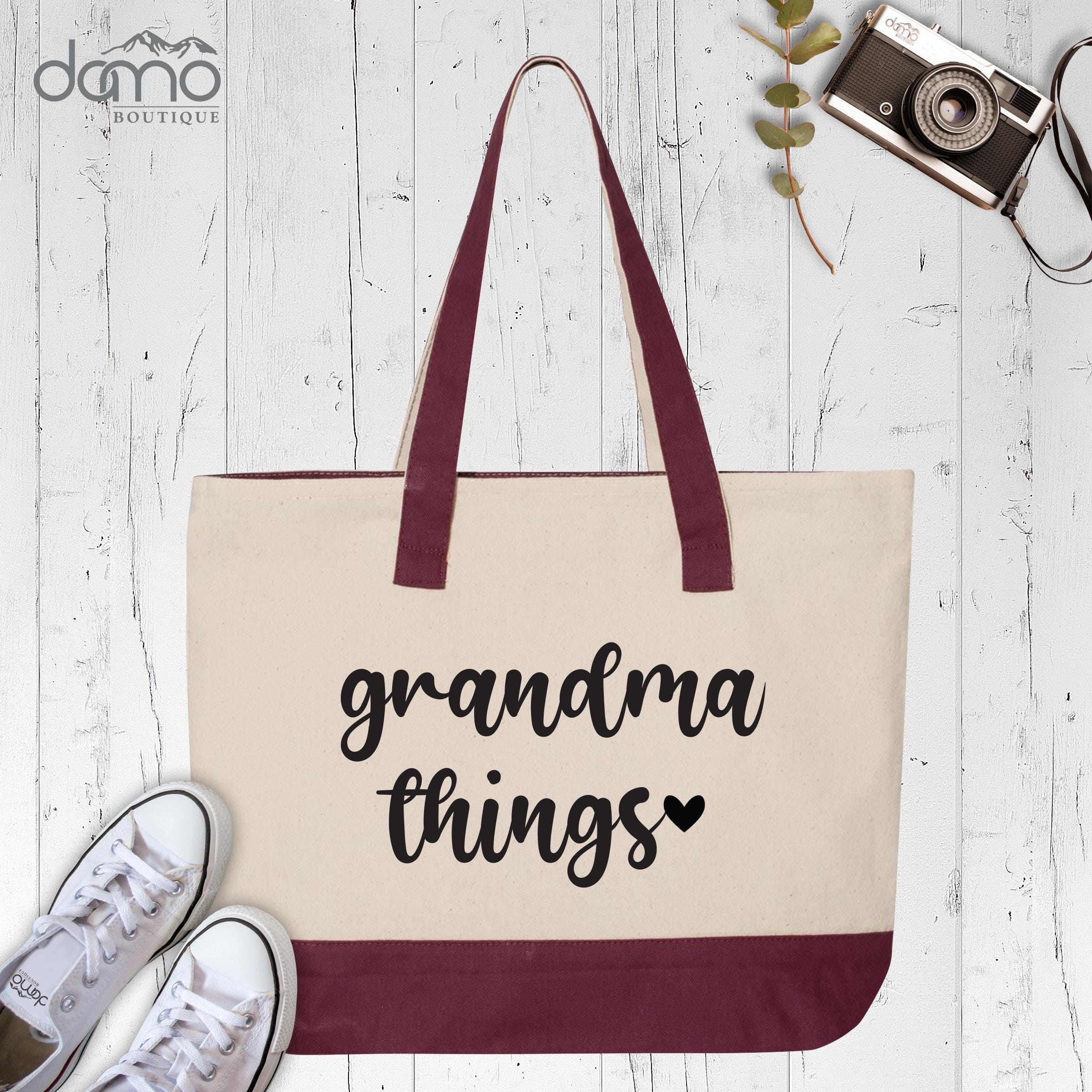 Grandma Things Zippered Tote Bag Personalized Grandma Mothers Day