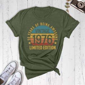 50th Birthday Party Women Shirt, Vintage 1976 Shirt, Limited Edition 1976 Tshirt, 50 Years Of Being Awesome Outfit, Best Friend Birthday Tee image 2