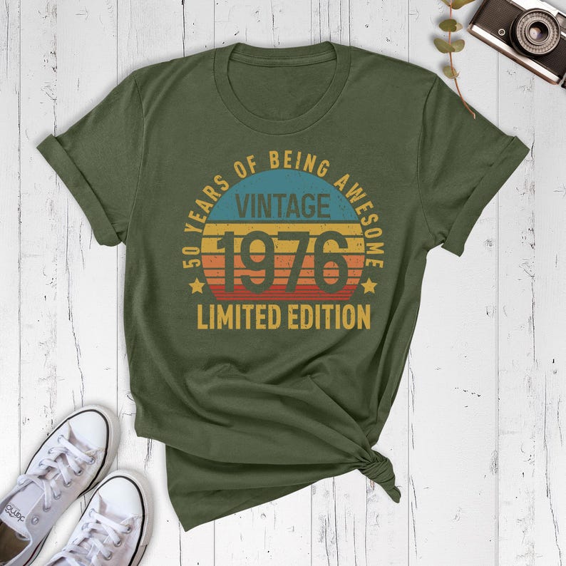 50th Birthday Party Women Shirt, Vintage 1976 Shirt, Limited Edition 1976 Tshirt, 50 Years Of Being Awesome Outfit, Best Friend Birthday Tee image 2