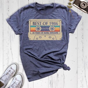 40th Birthday Shirt 1986 Cassette Tee, Vintage 1986 Shirt, Best Of 1986 T-Shirt, 40 Years of Being Awesome, Hello Forty Shirt image 11