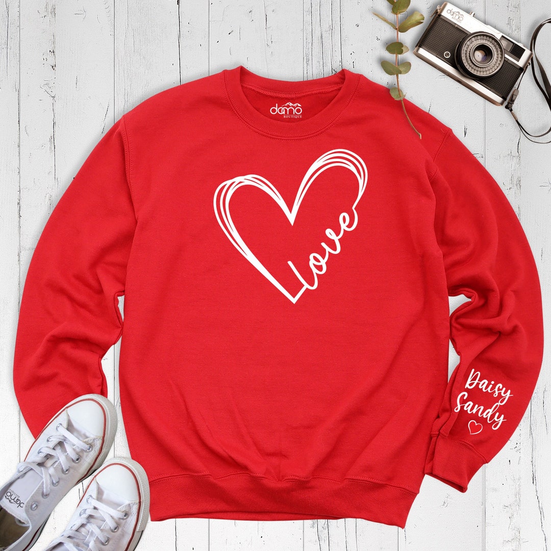 Valentines Day Heart Love Sweatshirt, Custom Couple Name