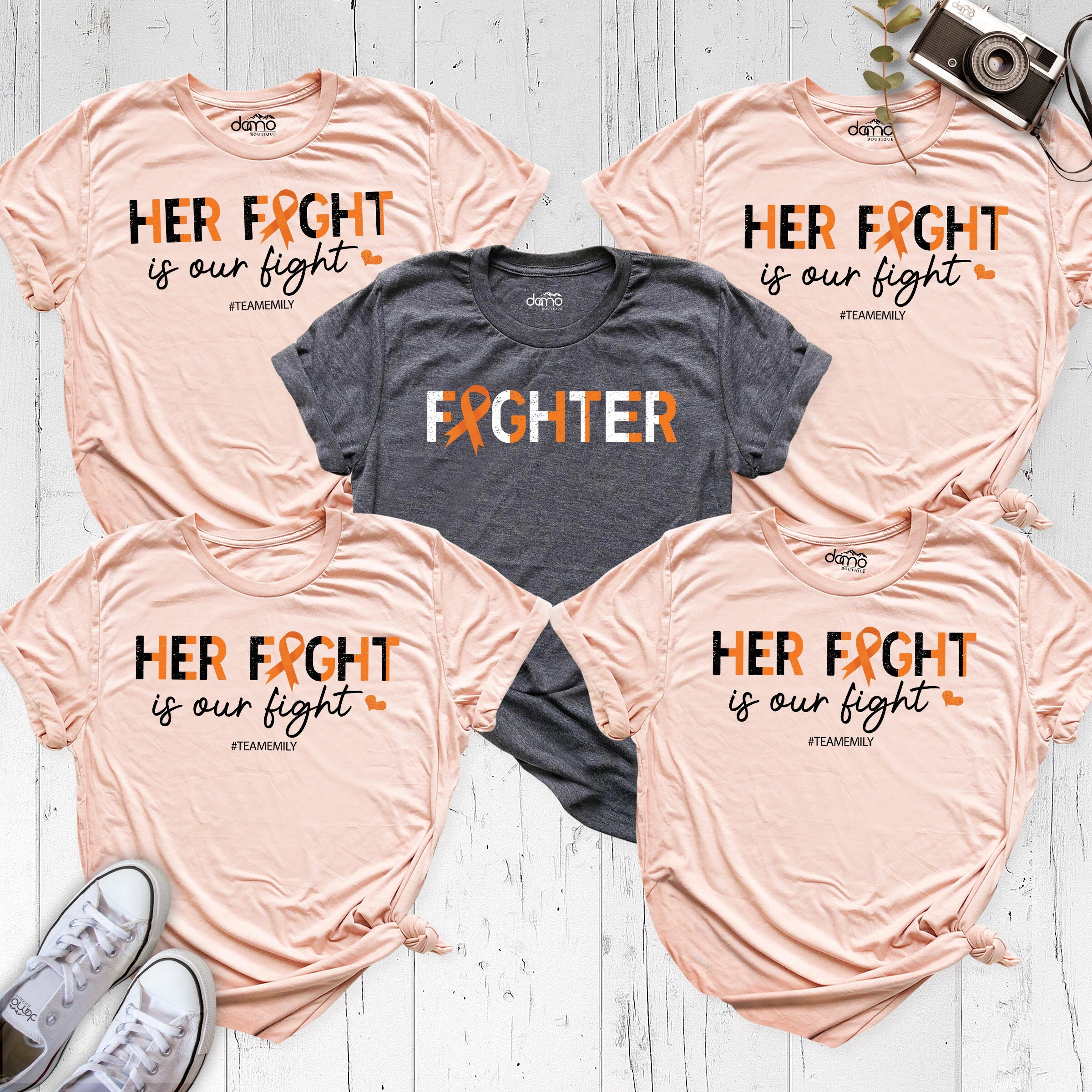 MS Fighter Awareness Team Shirt, Custom Multiple Sclerosis Her Fight is Our Fight Shirt, Multiple Sclerosis Orange Ribbon Family Support Tee