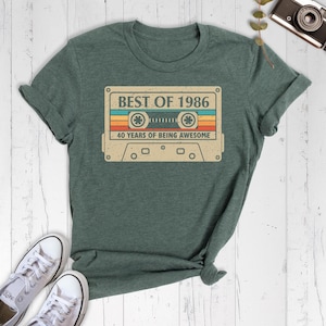 1986 Vintage Shirt, 40th Birthday Tee, 1986 Cassette Shirt, 40th Birthday Gift Shirt Vintage 1986 Tees, 1986 Retro tee, 1986 Birthday Tee image 4