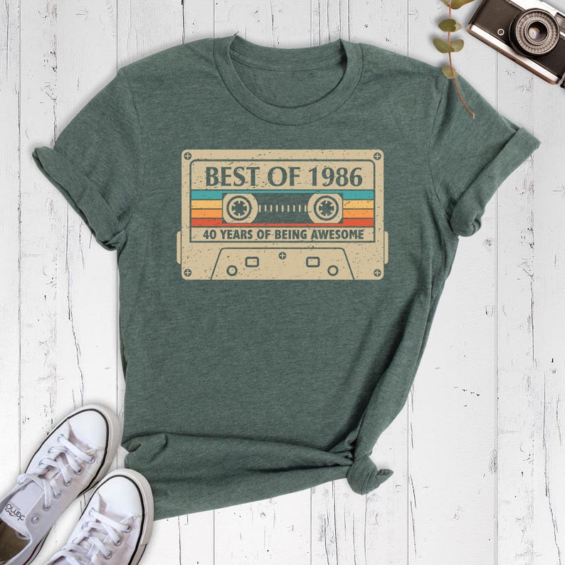 1986 Vintage Shirt, 40th Birthday Tee, 1986 Cassette Shirt, 40th Birthday Gift Shirt Vintage 1986 Tees, 1986 Retro tee, 1986 Birthday Tee image 4