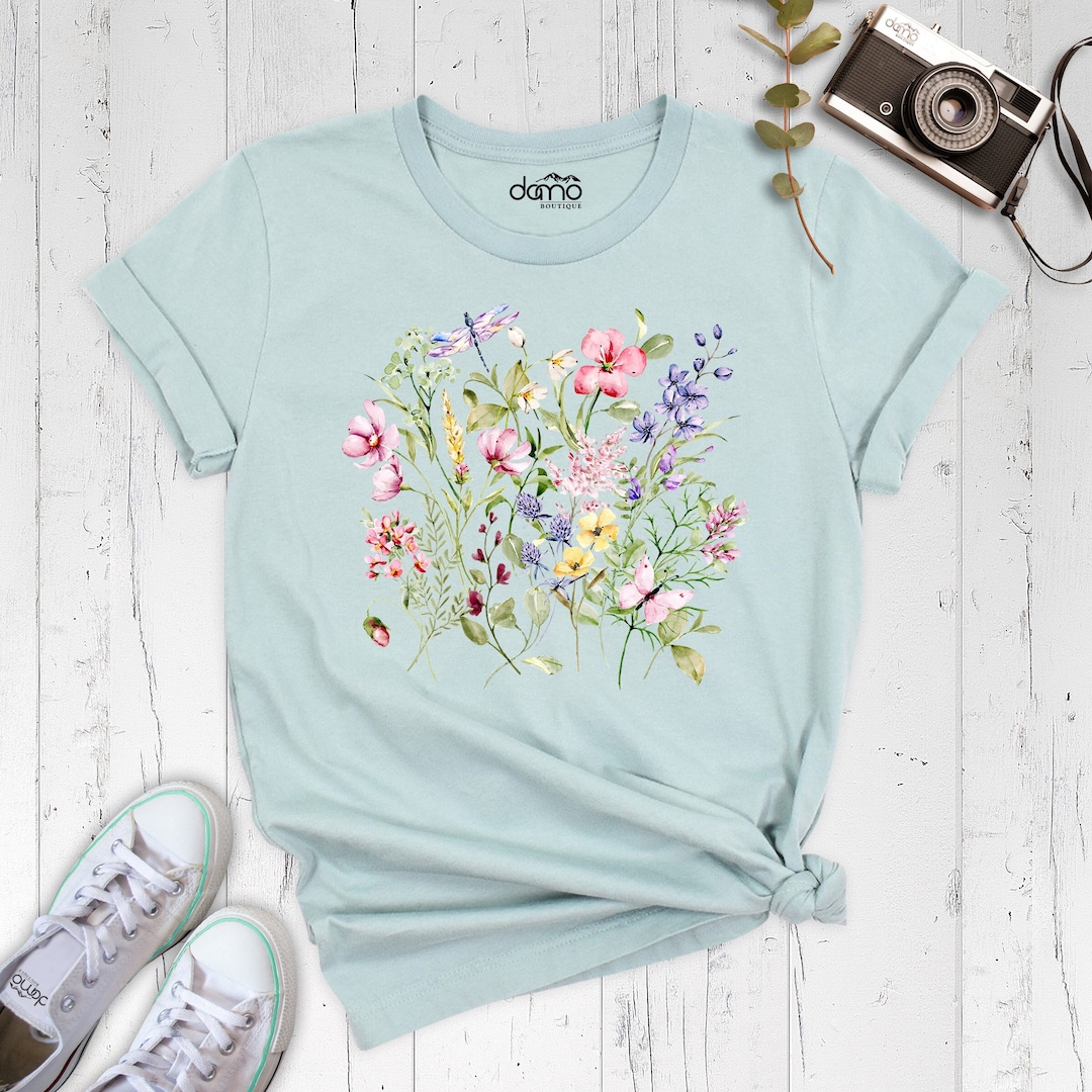 Cottagecore Wildflowers Shirt, Pressed Flowers Tee, Vintage Botanical ...