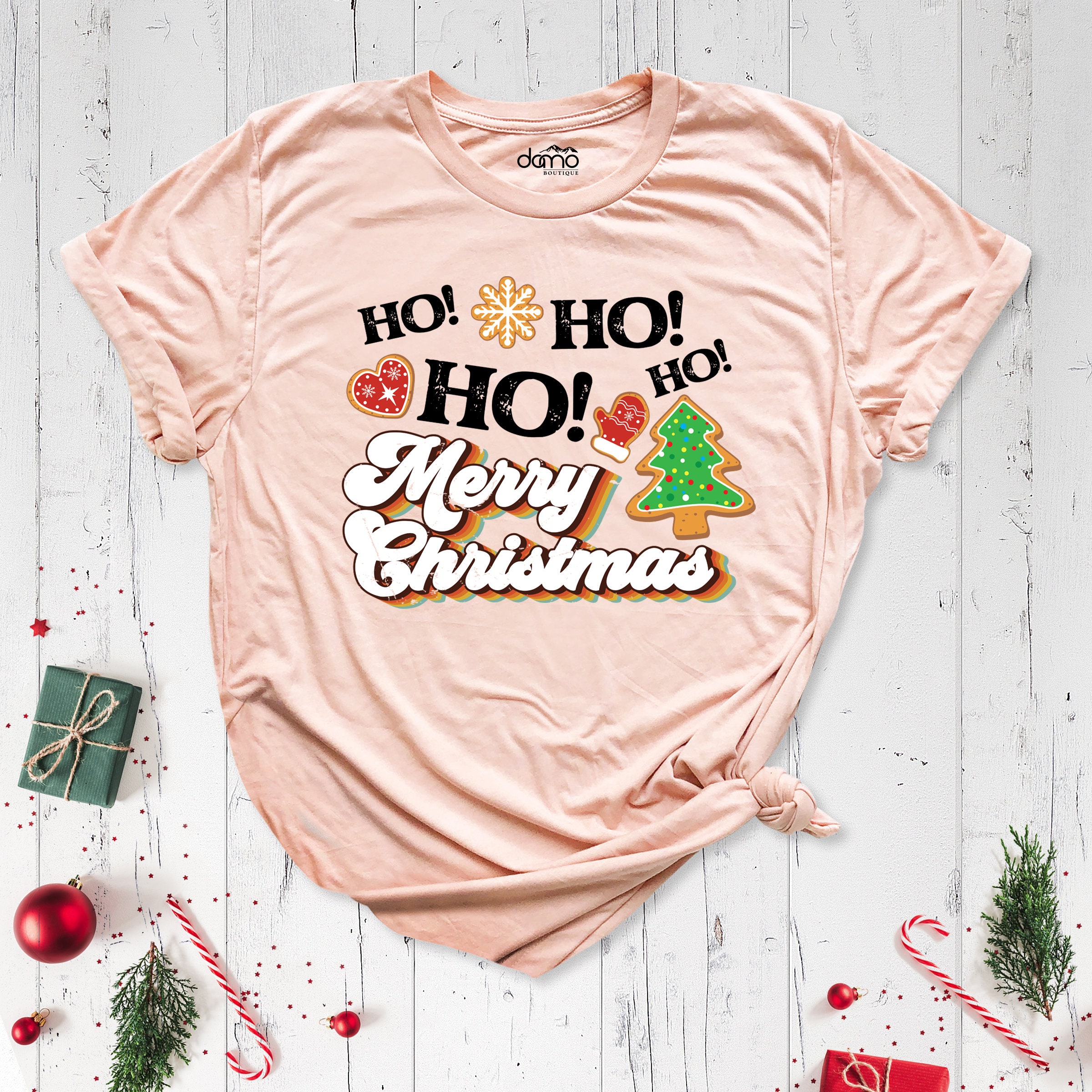 Tees Heart Merry Ho Ho Ho Christmas Snowflake Tshirt, Pine - Ho Christmas Party Shirt, Shirt, Christmas Winter Outfit, Christmas Etsy Tree Holiday