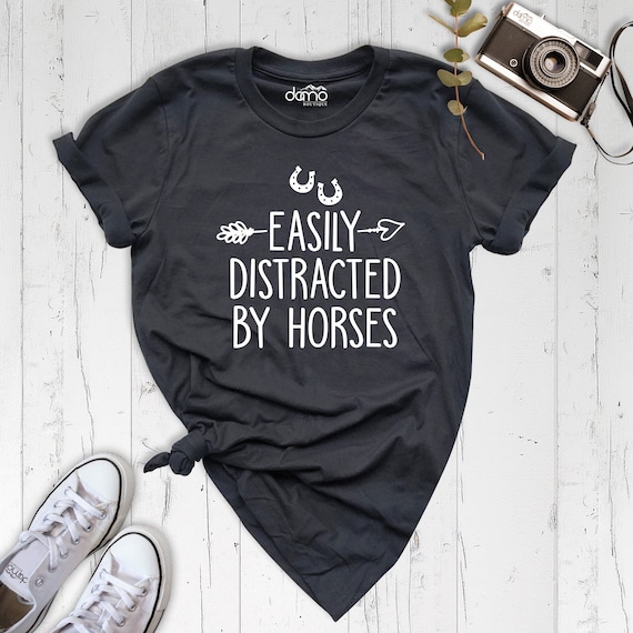 Easily Distracted By Horses Shirt Girls Women Horse Riding Easily Distracted By Horses Shirt Girls Women Horse Riding
