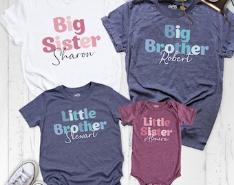 Siblings Matching Shirt,  Big Brother Shirt, Little Sister Shirt, Personalized Name Hospital Matching Tshirt, New Baby Announcement Shirt