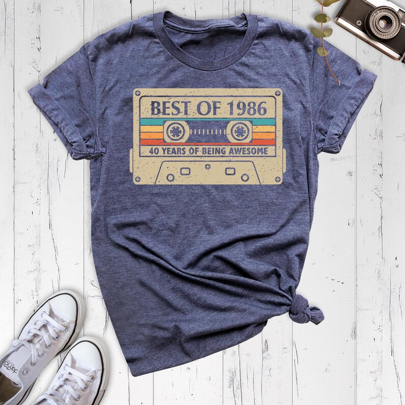 40th Birthday Shirt 1986 Cassette Tee, Vintage 1986 Shirt, Best Of 1986 T-Shirt, 40 Years of Being Awesome, Hello Forty Shirt image 2