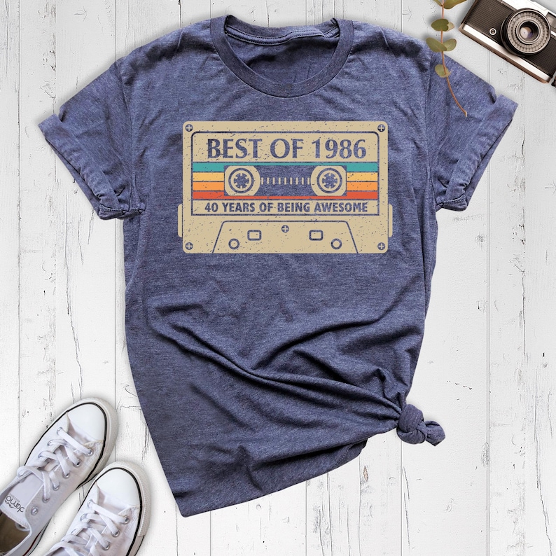 Camiseta vintage de 1986, camiseta de 40 cumpleaños para mujer, 40 cumpleaños para él, camiseta de 40 cumpleaños, camiseta de casete de cumpleaños de 1986, camiseta con lo mejor de 1986 imagen 11