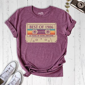 1986 Vintage Shirt, 40th Birthday Tee, 1986 Cassette Shirt, 40th Birthday Gift Shirt Vintage 1986 Tees, 1986 Retro tee, 1986 Birthday Tee image 2
