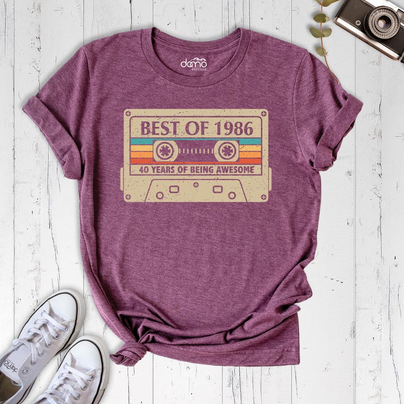 1986 Vintage Shirt, 40th Birthday Tee, 1986 Cassette Shirt, 40th Birthday Gift Shirt Vintage 1986 Tees, 1986 Retro tee, 1986 Birthday Tee image 2