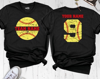 Custom Softball Team Shirt Softball Name Number Tee, Softball Fan Mama Shirt, Softball Player Tee, Softball Game Shirt, Softball Day Shirt