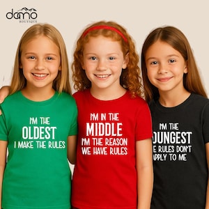 Sibling Rules Shirts Oldest Middle Youngest Family Matching Tee, Big Middle Little Shirt, Matching Siblings Outfits, Sister Birthday Shirt