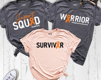 MS Survivor Shirt, Support Squad Multiple Sclerosis Shirt, MS Awareness Team Shirt, Warrior Orange Ribbon Group Tshirt, Leukemia Cancer Tee