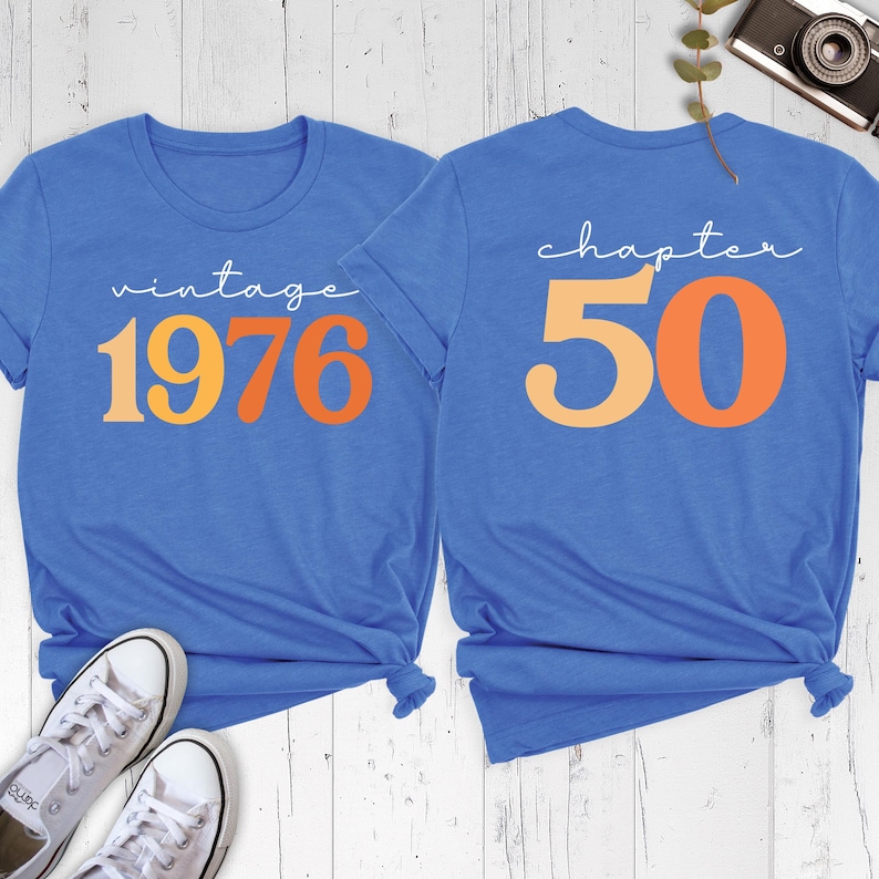 Camiseta vintage de cumpleaños de 1976, capítulo 50, para mujer, regalo de 50 cumpleaños, clásica de 1976, para celebrar los 50 años imagen 2