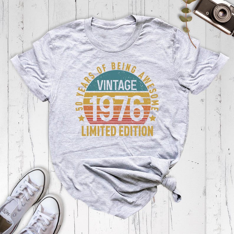 50th Birthday Party Women Shirt, Vintage 1976 Shirt, Limited Edition 1976 Tshirt, 50 Years Of Being Awesome Outfit, Best Friend Birthday Tee image 3