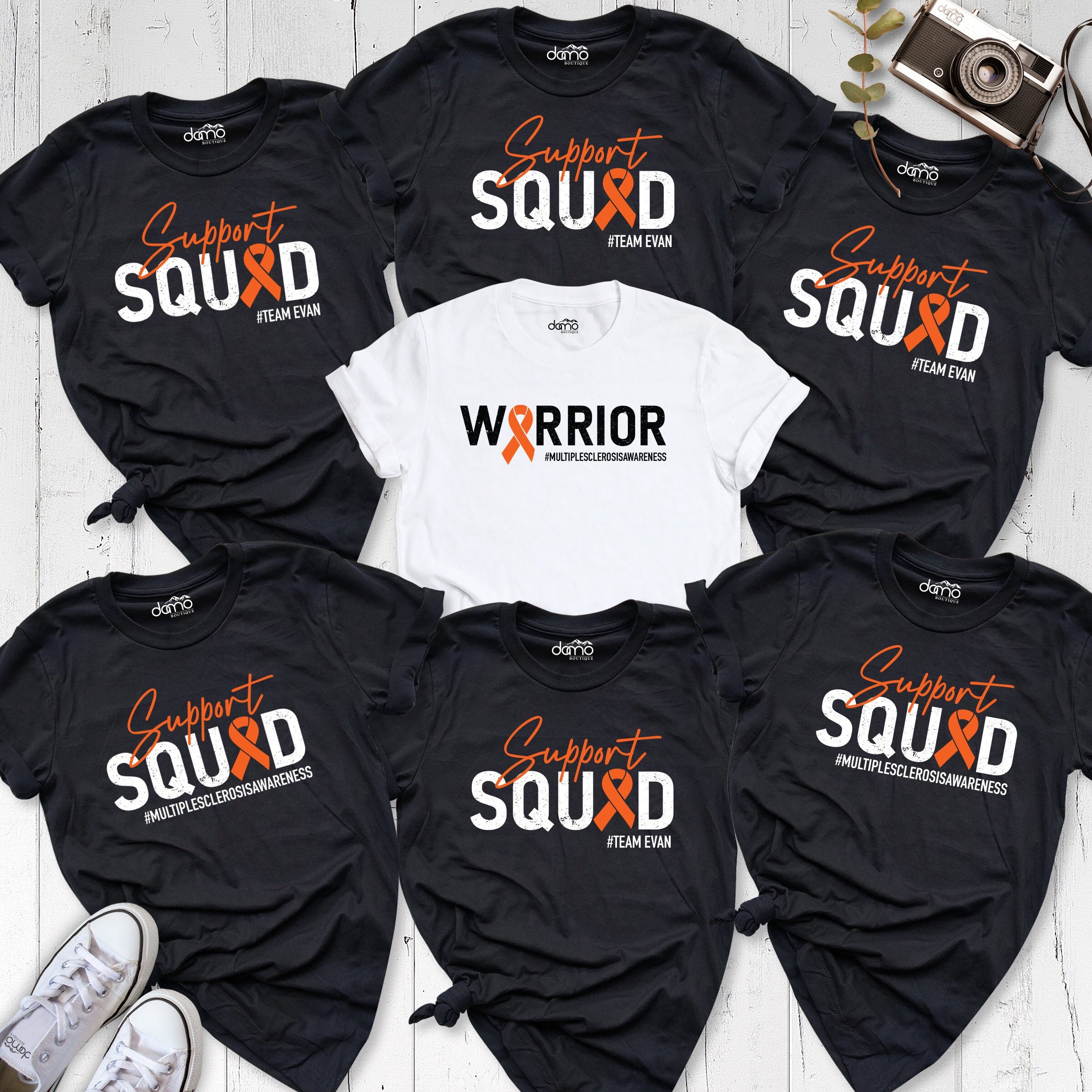 MS Awareness Team Shirt, Support Squad MS Shirt, Multiple Sclerosis Group Tshirt, Orange Ribbon Shirt, Leukemia Cancer Shirt, MS Warrior Tee