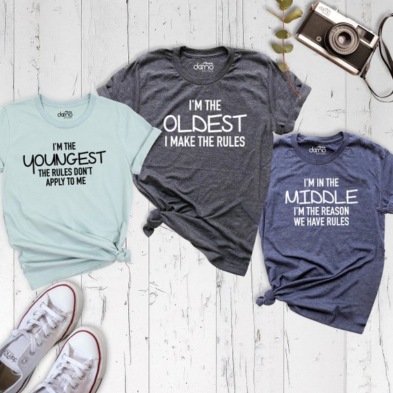 Sibling Matching Outfit, Oldest, Middle, Youngest sibling Tee, Funny Family Shirt, The Rules Family Matching Shirts, Kids Gift Shirt