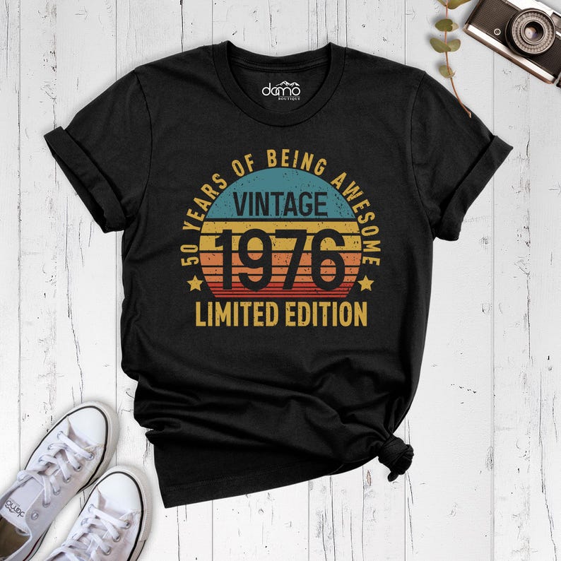 50th Birthday Party Women Shirt, Vintage 1976 Shirt, Limited Edition 1976 Tshirt, 50 Years Of Being Awesome Outfit, Best Friend Birthday Tee image 4