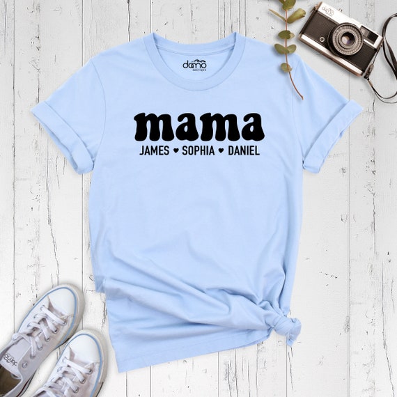 Mom Maglietta Donna Personalizzata Con Nome Bambini – Regalo Idea Per Festa Della Mamma