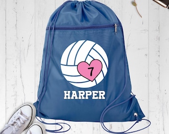 Custom Volleyball Cinch Pack Volleyball Team Bag, Volleyball Girl Backpack, Volleyball Heart Bag, Personalized Name Volleyball Mom shirt