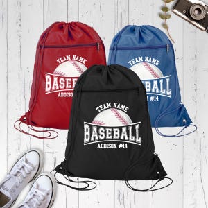 Custom Baseball Team Sport Bag Personalized Baseball Player Gym Backpack, Baseball Gift Bag, Baseball Mom Bag, baseball lover Cinch Pack