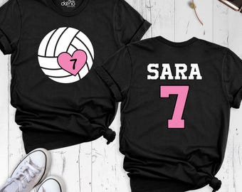 Personalized Name Volleyball Heart Shirt, Custom Senior Volleyball Mom Shirt, Volleyball Team Shirt, Volleyball Girl Tee, Volleyball Day Tee