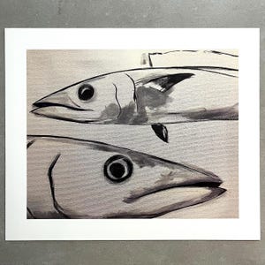 Wahoo Painting Sketch Art Print, 8 x 10 Inch Minimalist Ocean Artwork, Deep Sea Wall Decor