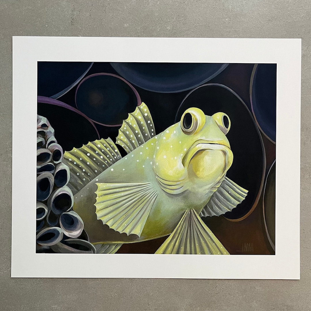 Watchman Goby Painting Print, 8 X 10 Inch Underwater Artwork, Saltwater