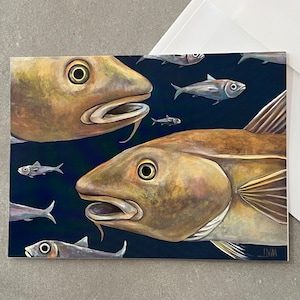 Cod Greeting Card, Blank Fish Note, Congratulations, Thank You, Encouragement Note