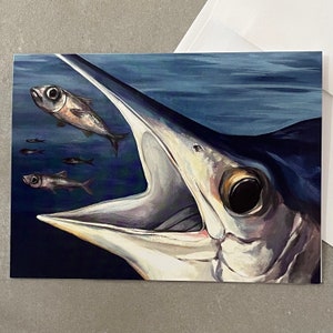 Marlin Fish Greeting Card, Blank Note Card, Congratulations, Thank You, Encouragement Note
