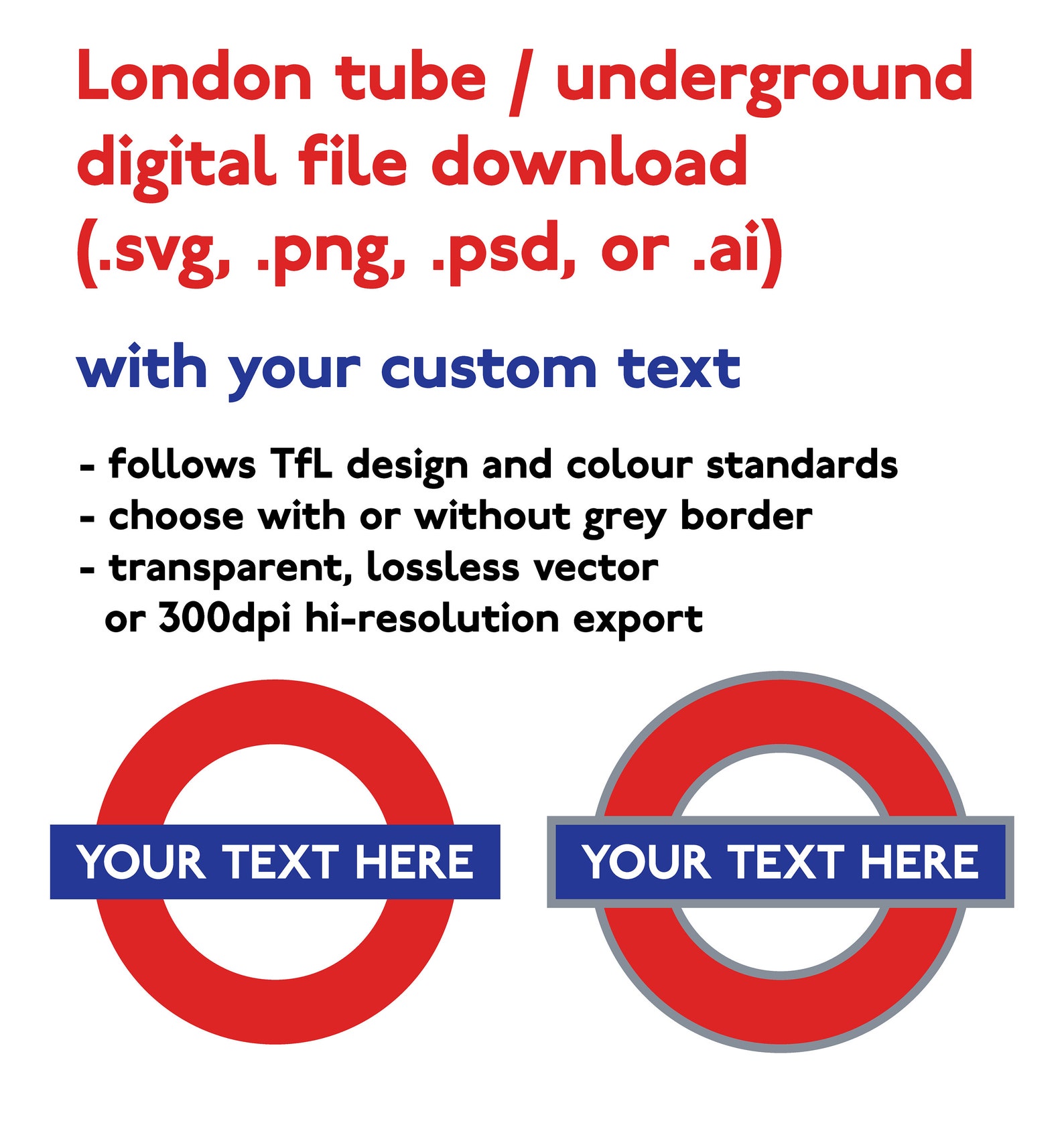 London tube underground logo customized digital file | Etsy
