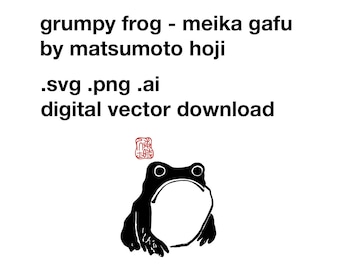 Grumpy frog by Matsumoto Hoji - digital download - transparent vector svg png ai - Meika Gafu - unimpressed frog - Japanese print