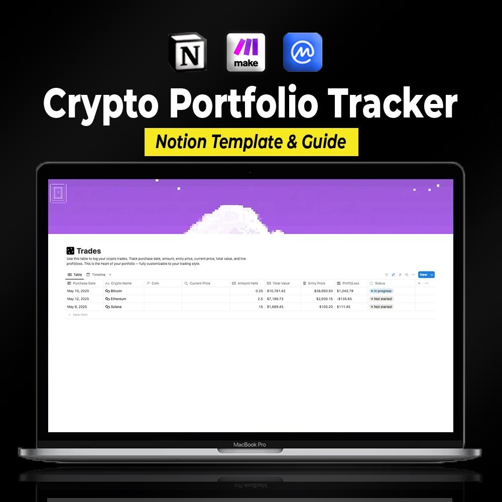 Crypto Portfolio Tracker – Notion Template With Live Prices (notion +  Coinmarketcap API & Make.com) - Etsy