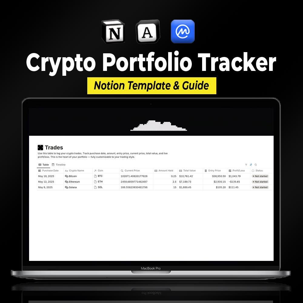 Notion Crypto Portfolio Tracker – Automated Dashboard (Digital Download)