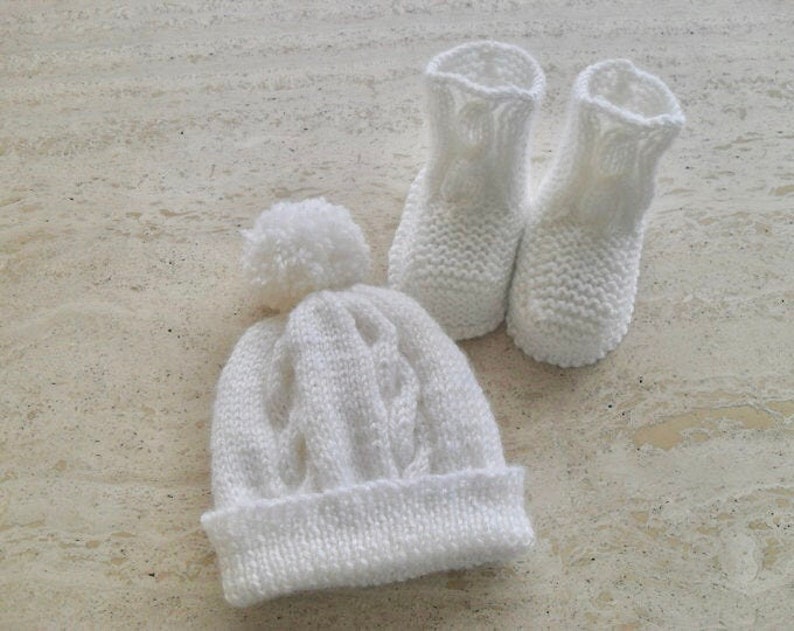 Instant Download Knitting Pattern Baby Hat & Booties, Baby Hat and