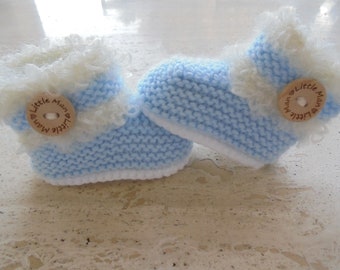 Instant download knitting pattern baby boy booties - makes three sizes quick easy