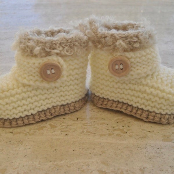 Instant download knitting pattern baby booties, baby boots unisex - quick and easy - makes three sizes