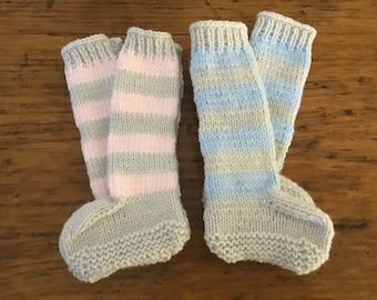 Instant Download Knitting Pattern Baby Socks - Baby Over The Knee Socks - Makes 3 Sizes