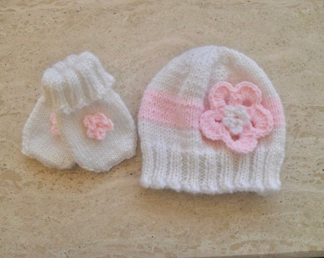 Instant Download Knitting Pattern Baby Girl Hat & Mittens Etsy