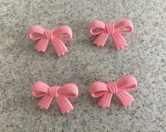 Four Pink Bow Buttons - Size 28mm - 2.8cms