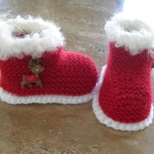 Instant download knitting pattern baby  booties, santa booties -quick easy makes three sizes ready made booties available.