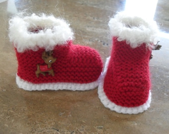 Instant download knitting pattern baby  booties, santa booties -quick easy makes three sizes ready made booties available.