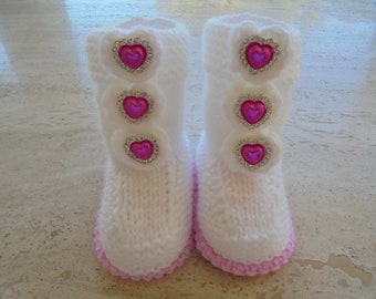 Instant download knitting pattern baby girl booties/boots - quick easy - makes three sizes of booties