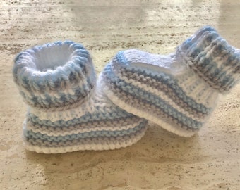 Modèle de tricot chaussons pour bébé à téléchargement immédiat - Unisexe - Pour trois tailles