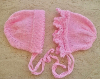 Instant download knitting pattern baby girl bonnets   - quick and easy makes four sizes