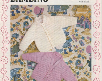 Instant download vintage baby girl cardigan knitting pattern dk - makes five sizes