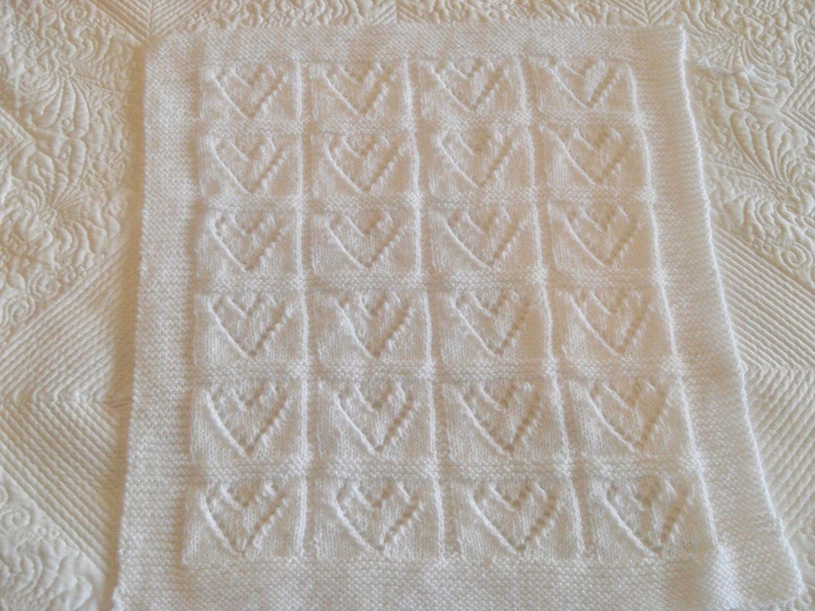 Instant Download Knitting Pattern Baby Blanket, Baby Heart Lace Pattern ...