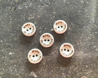 Ten Round Wooden Baby Buttons - Made By Grandma - Size 15mm